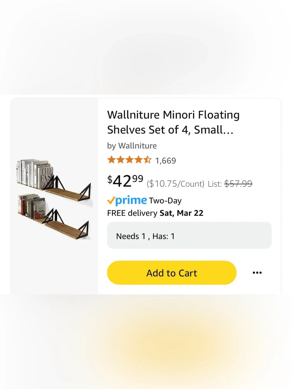 Wallniture Minori Wooden Floating Shelves Set of 4